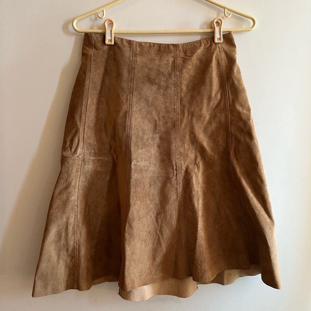 H&M Brown Real Suede Leather A-Line Skirt size 4